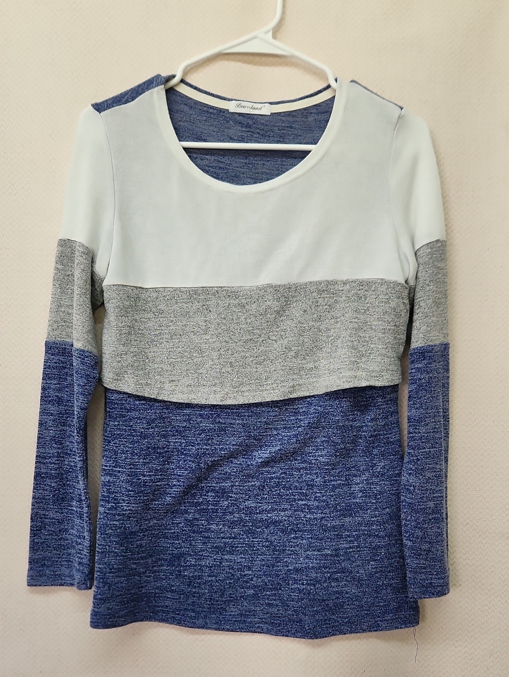 Bearsland Blue, Gray and White Nursing Long-Sleeve Top